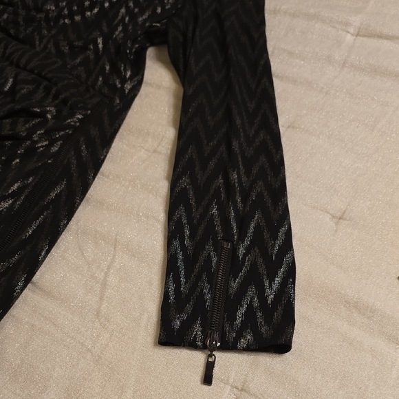 Cache Black and Silver Chevron Long Sleeve Dress - Picture 13 of 16
